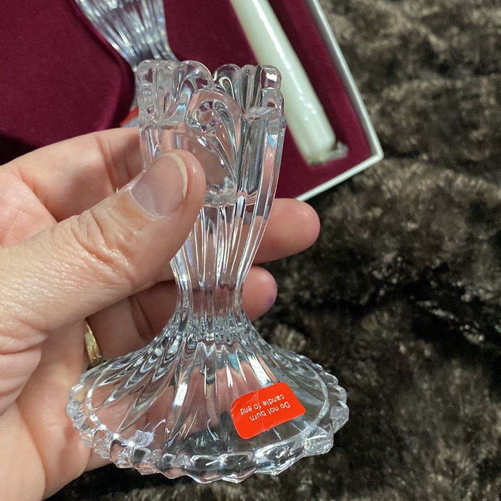Oneida CRYSTAL Augustine candlesticks and candles set nib vintage - Picture 3 of 4